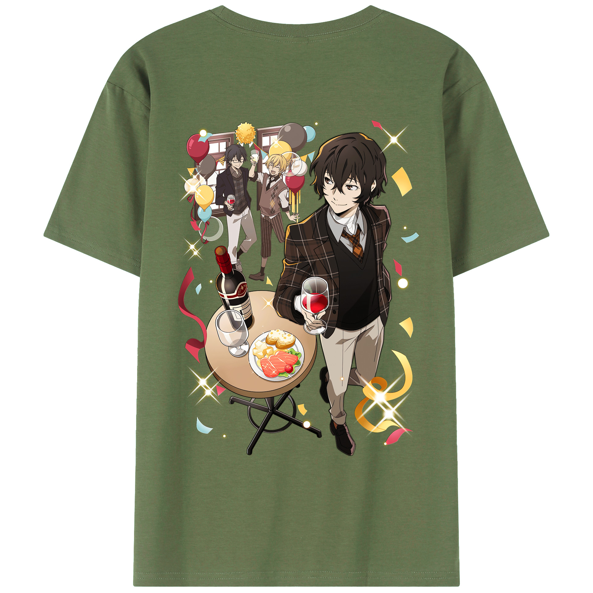 （画像用） 文豪ストレイドッグス Bungo Stray Dogs 綿100％ メンズ半袖Tシャツ（バックプリント） 通気性
